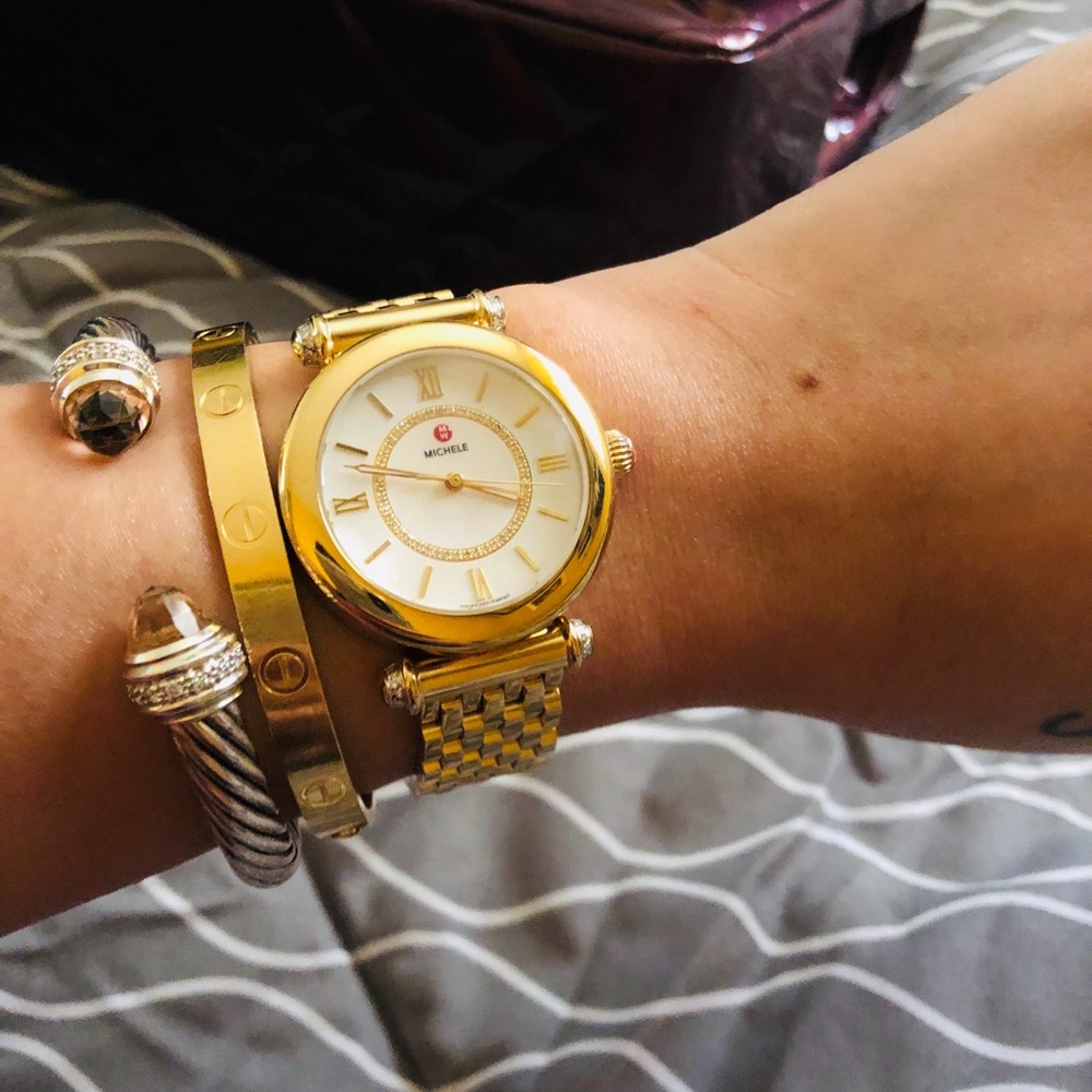 Authentic michele gold tone watch